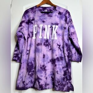 Purple Tie-Dye 3/4 Sleeve Baseball Tee | Relaxed Oversized Fit | Campus Style